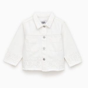 ZARA Baby Eyelet White Denim Jacket Size 2-3 Years